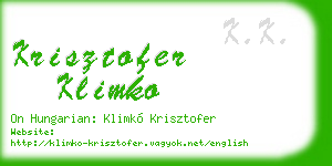 krisztofer klimko business card